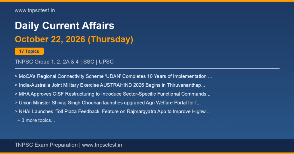 TNPSC Daily Current Affairs October 22, 2026 banner