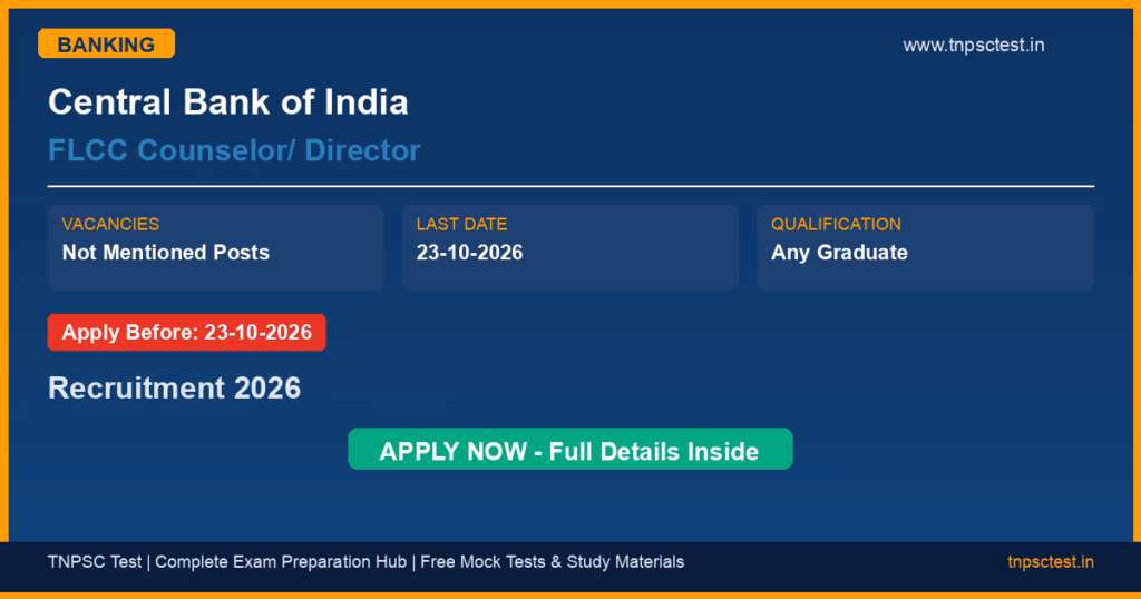 Central Bank of India FLCC Counselor/ Director Recruitment 2026