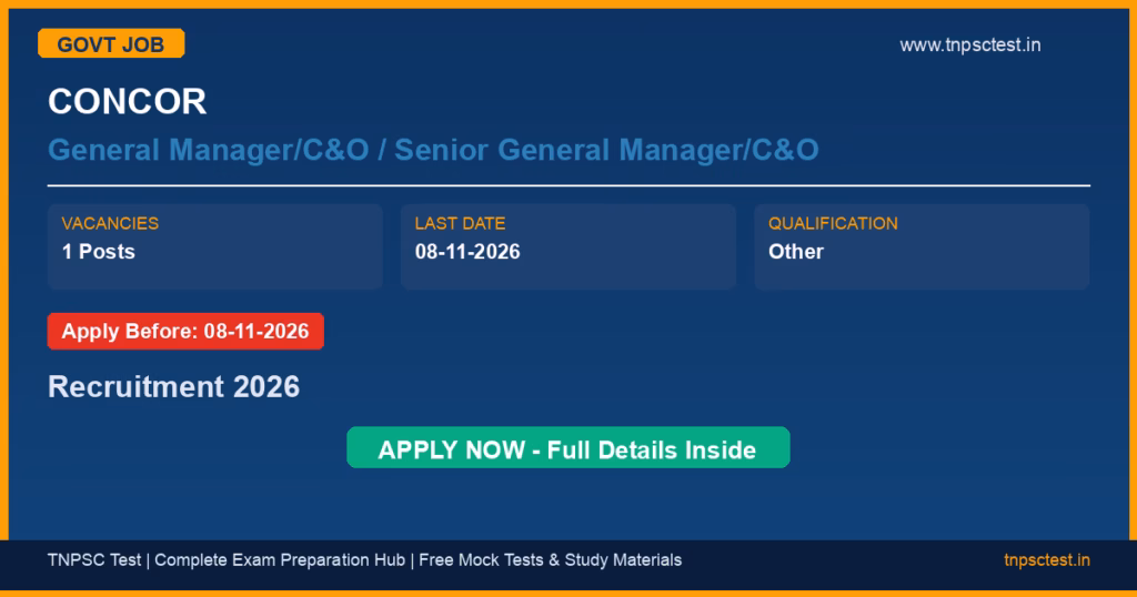 CONCOR General Manager/C&O / Senior General Manager/C&O Recruitment 2026