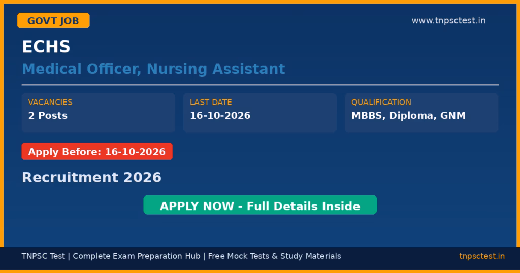 ECHS Medical Officer, Nursing Assistant Recruitment 2026