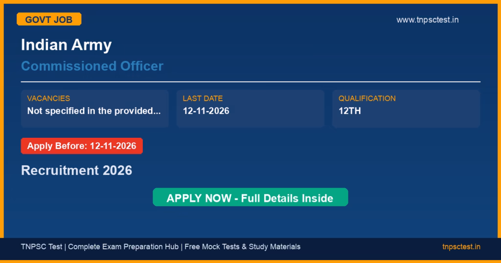Indian Army Commissioned Officer Recruitment 2026