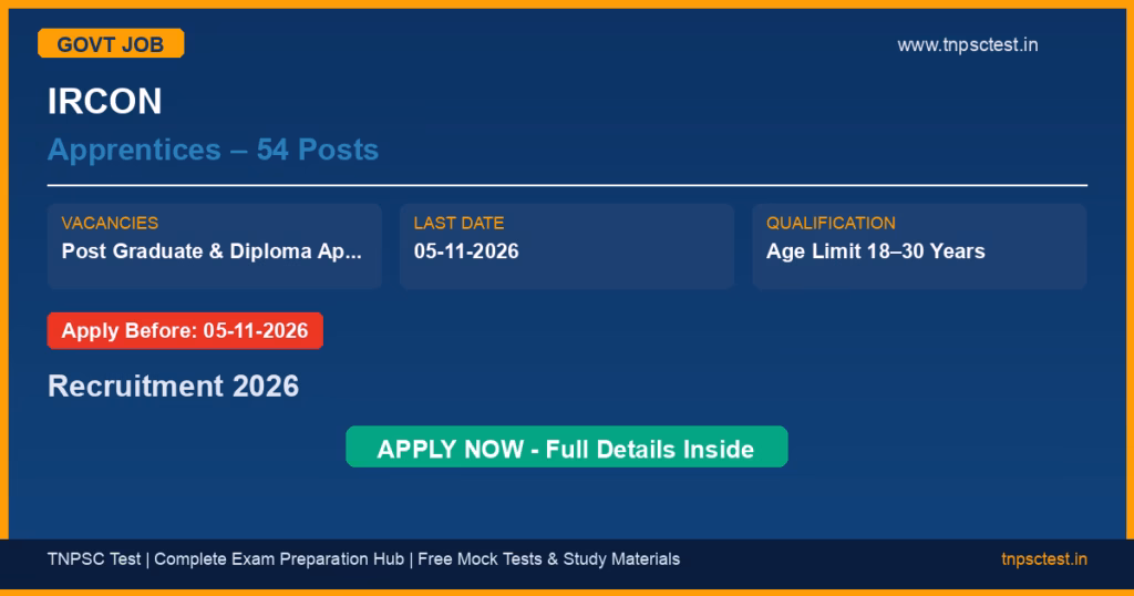 IRCON Apprentices – 54 Posts Recruitment 2026