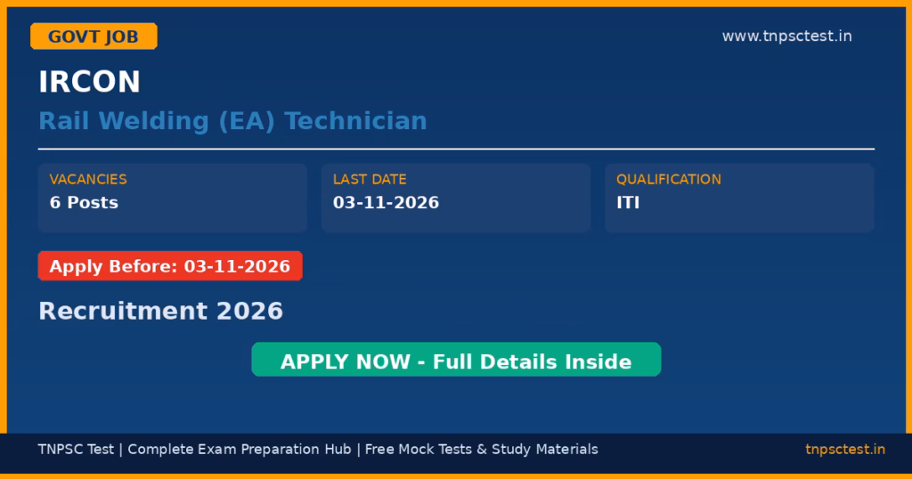 IRCON Rail Welding (EA) Technician Recruitment 2026