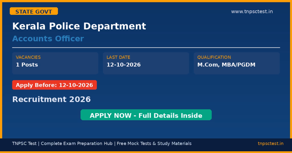 Kerala Police Department Accounts Officer Recruitment 2026