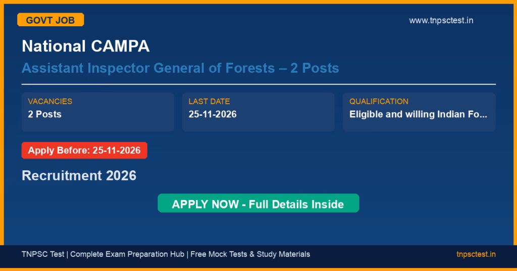 National CAMPA Assistant Inspector General of Forests – 2 Posts Recruitment 2026