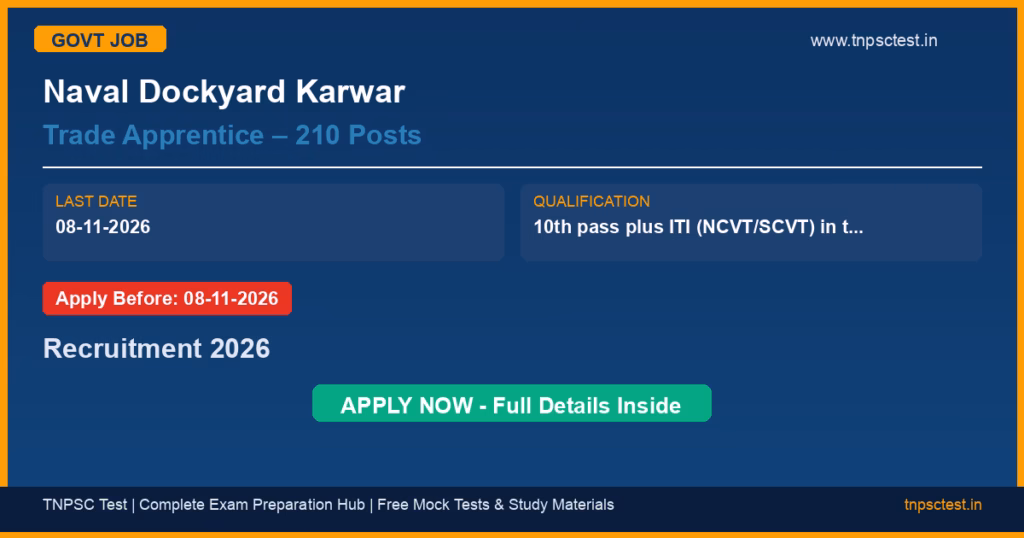 Naval Dockyard Karwar Trade Apprentice – 210 Posts Recruitment 2026