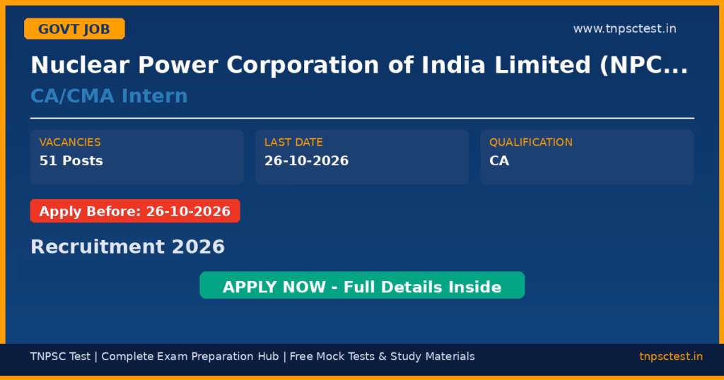 Nuclear Power Corporation of India Limited (NPCIL) CA/CMA Intern Recruitment 2026