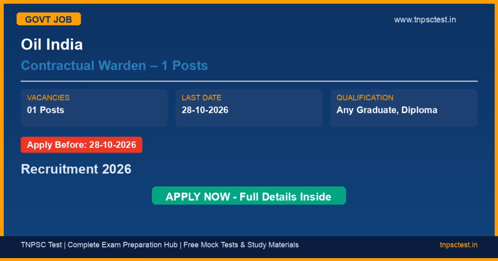Oil India Contractual Warden – 1 Posts Recruitment 2026