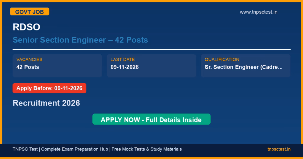 RDSO Senior Section Engineer – 42 Posts Recruitment 2026