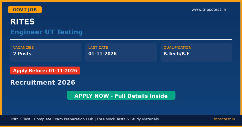 RITES Engineer UT Testing Recruitment 2026